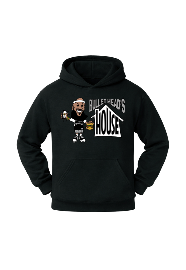 Classic Heavy Cotton Hoodie - Black and Silver Basketball Logo