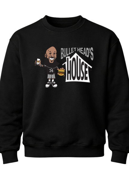 Classic Heavy Cotton Crewneck - Black and Silver Football Logo