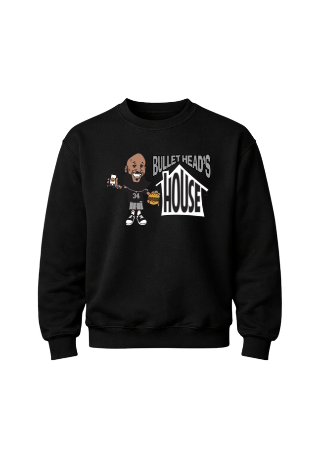 Classic Heavy Cotton Crewneck - Black and Silver Football Logo