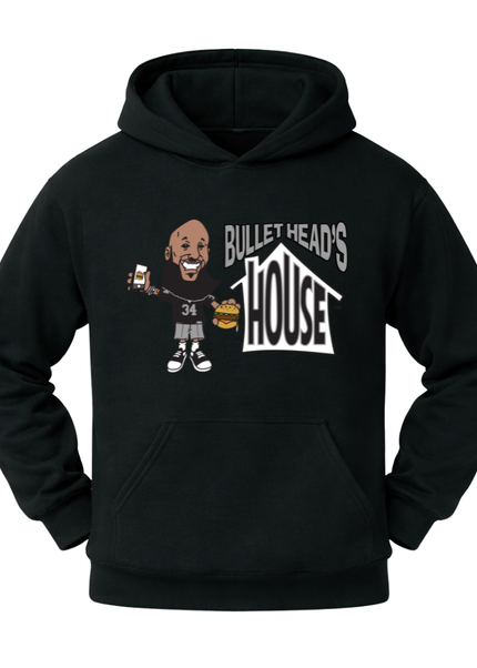 Classic Heavy Cotton Hoodie - Black and Silver Football Logo