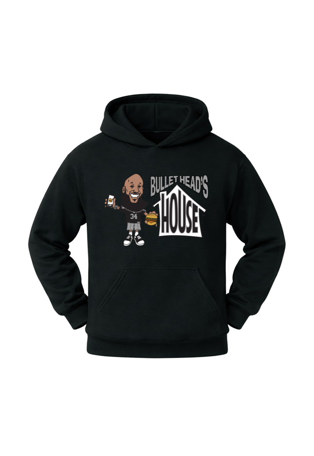 Classic Heavy Cotton Hoodie - Black and Silver Football Logo