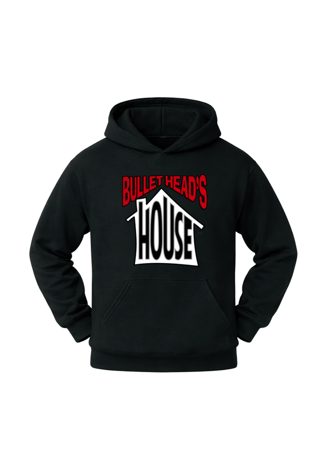 Classic Heavy Cotton Hoodie - Red Basketball Logo - White/Red House