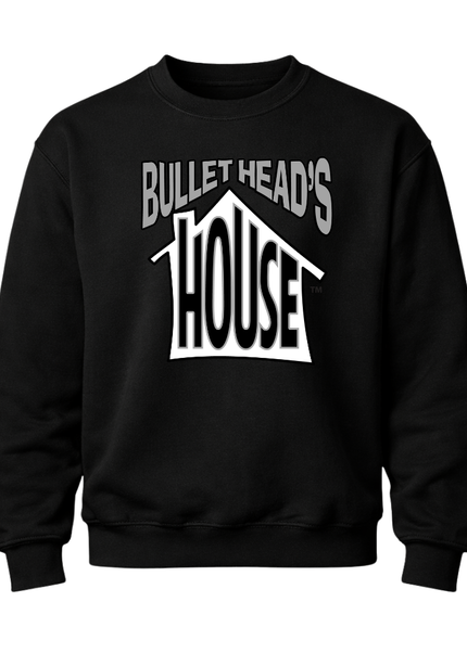 Classic Heavy Cotton Crewneck - Black and Silver Football Logo - House Only