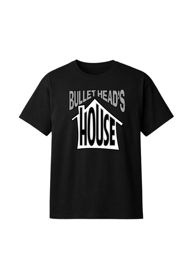 Classic Heavy Cotton Tee - Black and Silver Football Logo - House Only