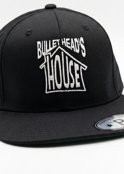 Black Hat with White Embroidered Bullethead's House Logo